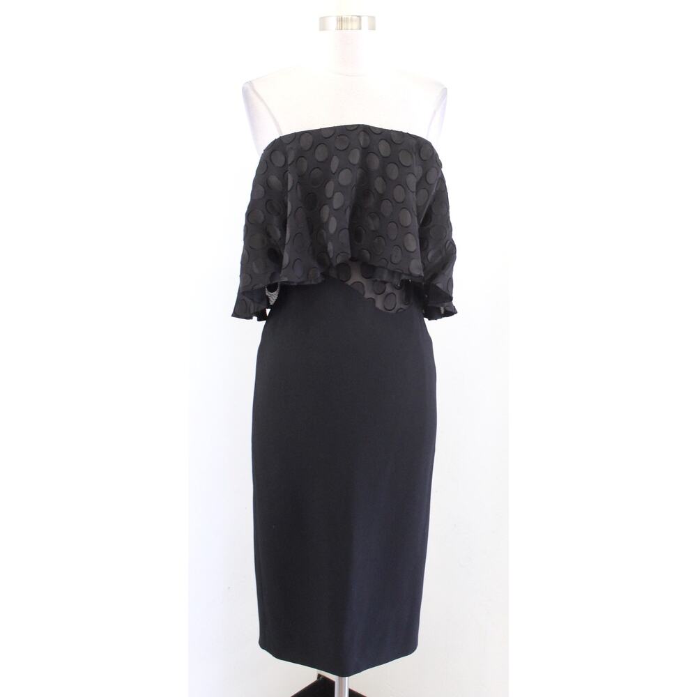 NWT Cushnie et Ochs Black Strapless Polka Dot Layered Cady Dress Size 0 Cocktail